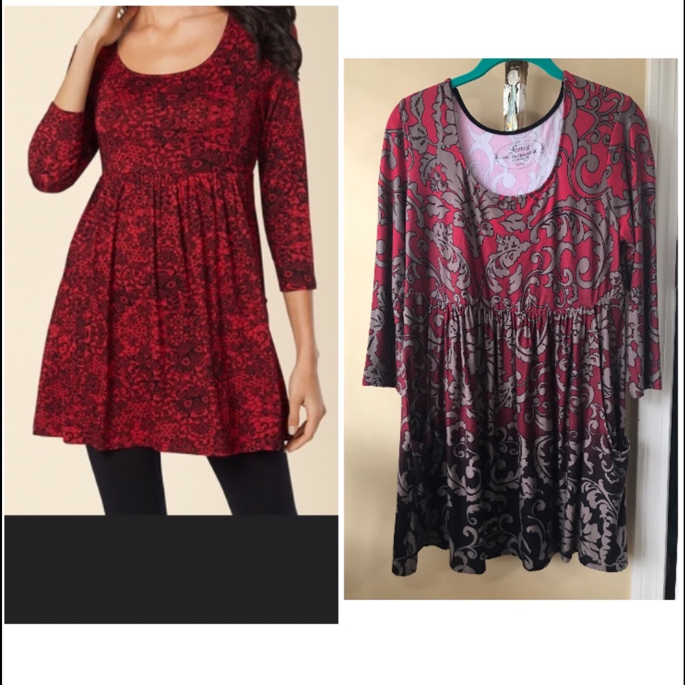 Chico’s Soma lounge size M 3/4 sleeves jersey knit leisure party yoga red black - Picture 5 of 10